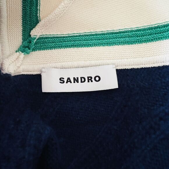 SANDRO Navy Cable Knit Sweater - 1 (Small) - Picture 4 of 5